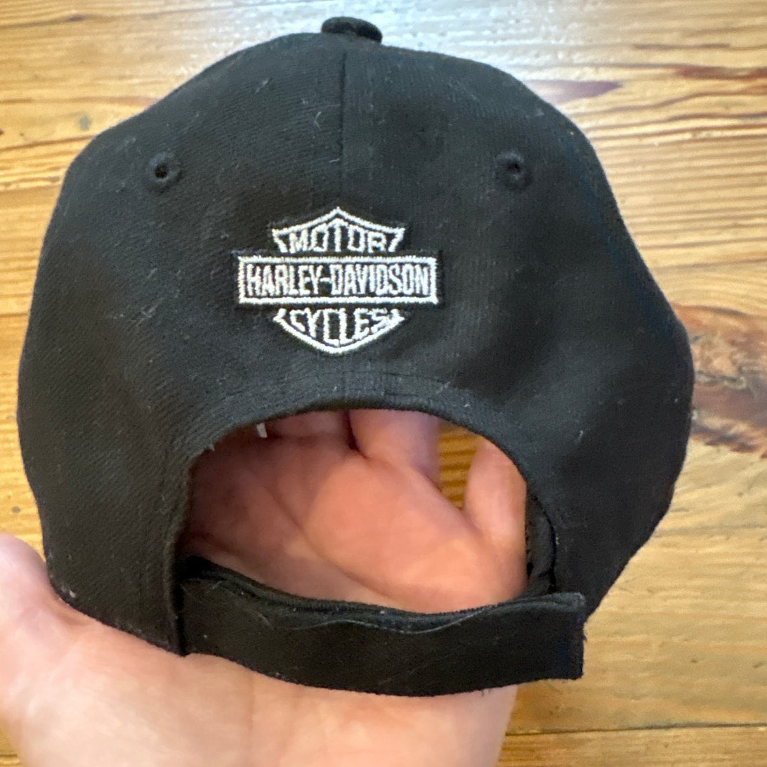 Harley Davidson black faux snake large logo adjustable velkro back baseball hat