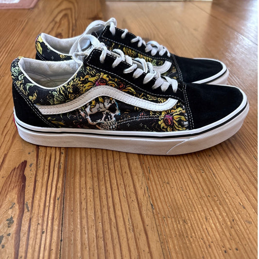 VANS Old Skool Beauty Skull black suede low top unisex sneaker SIZE M9 W10.5