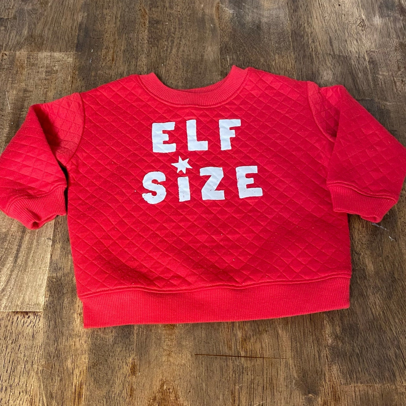 Jumping Beans Elf Size red quilted crewneck pullover baby sweater 12M