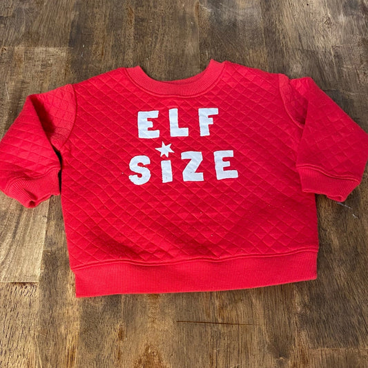 Jumping Beans Elf Size red quilted crewneck pullover baby sweater 12M