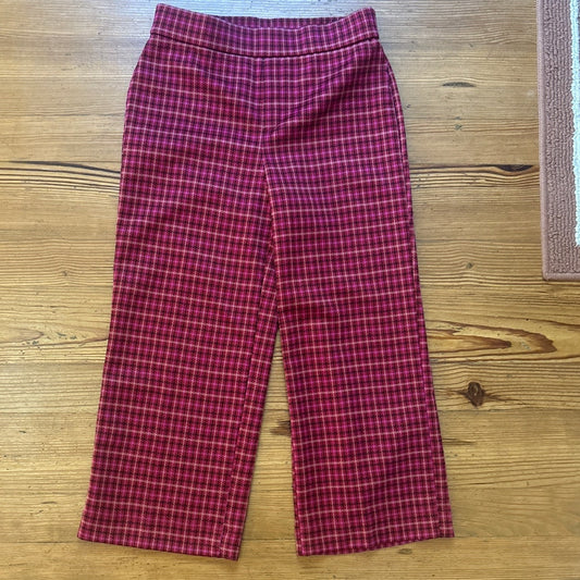 Isaac Mizrahi red plaid wide leg elastic waist trouser cropped pant SIZE 10