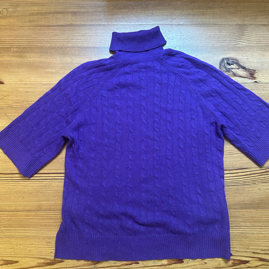 Ralph Lauren purple wool blend cable oversized quarter sleeve sweater SIZE M