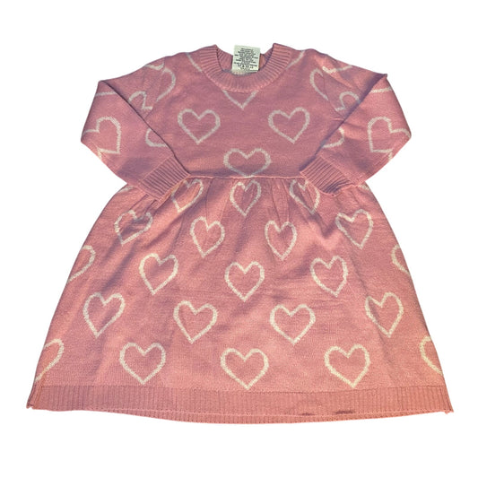 My Destiny pink hearts valentine long sleeve crew neck sweater dress SIZE 2T