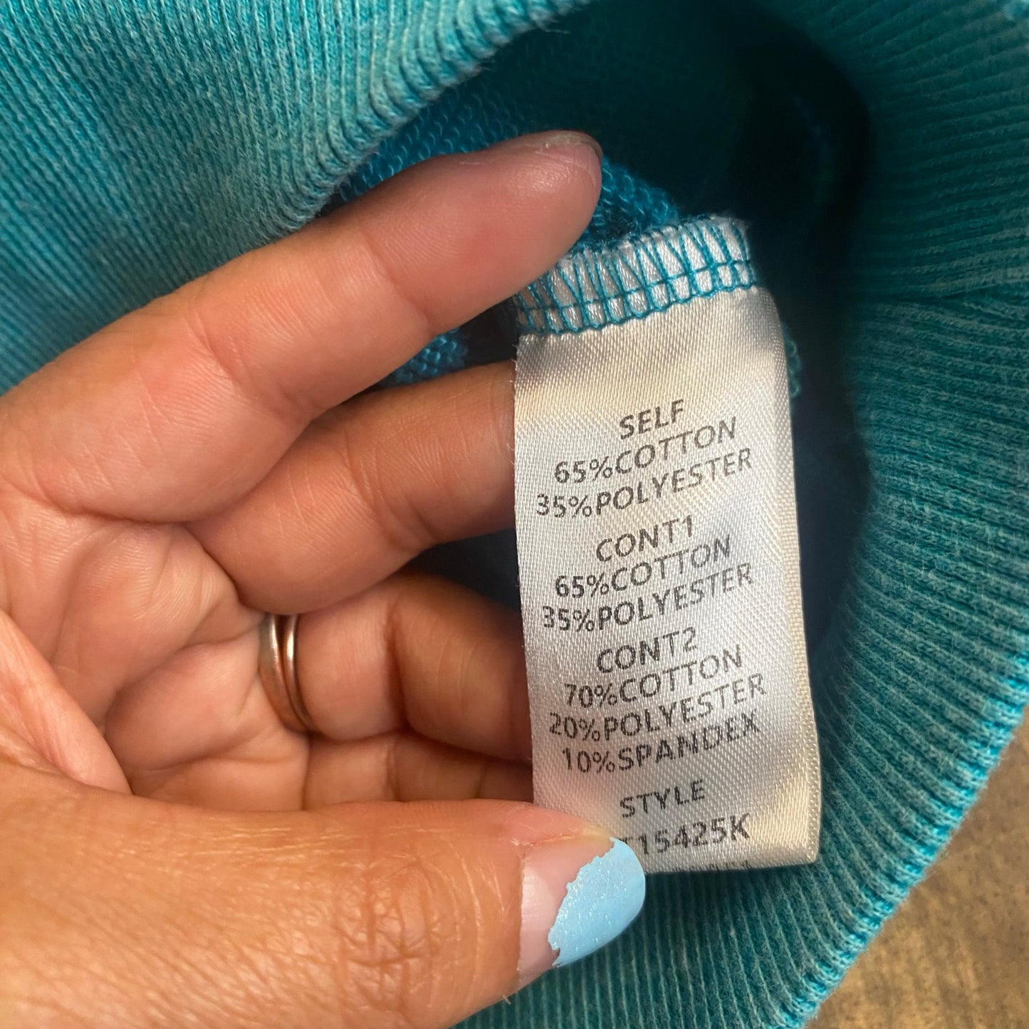 ODDY teal blue leopard print heart pattern pullover crew sweatshirt SIZE M