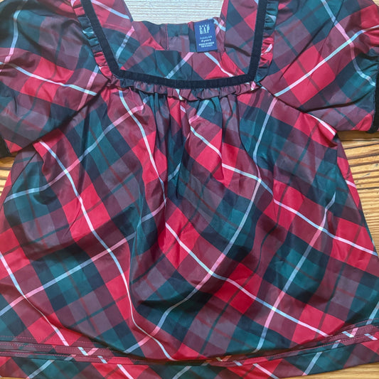 Gap red Christmas holiday plaid short sleeve girls shirt SIZE 4T