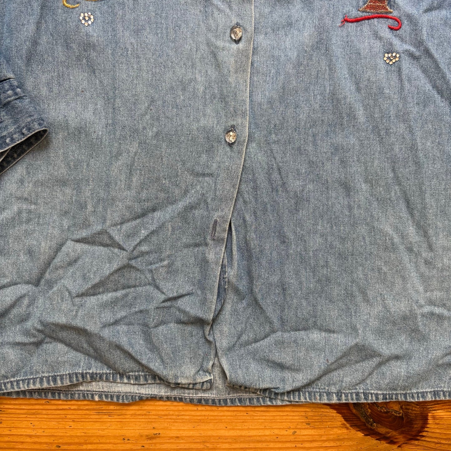 Bobbie Brooks vintage denim perfume long sleeve button up shirt SIZE L
