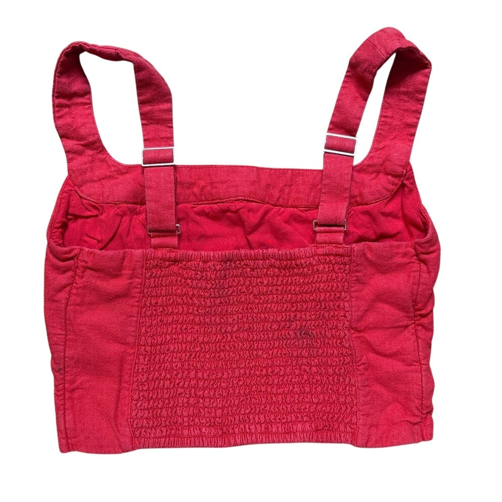 Abercrombie & Fitch red thick strap adjustable cropped linen tank SIZE S