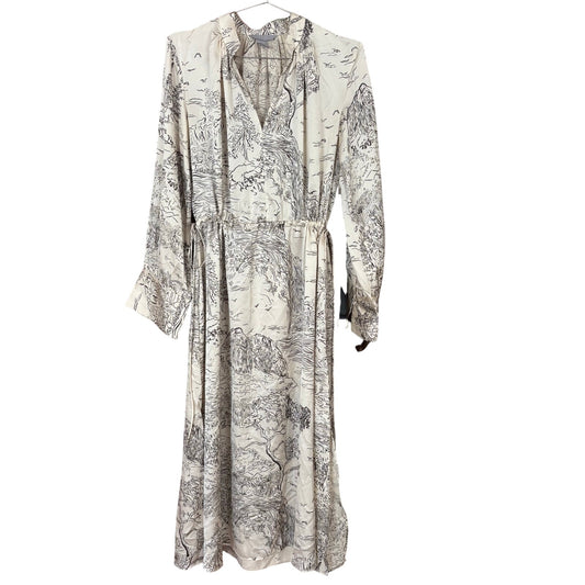 H&M cream black forest printed resort long sleeve maxi dress SIZE S