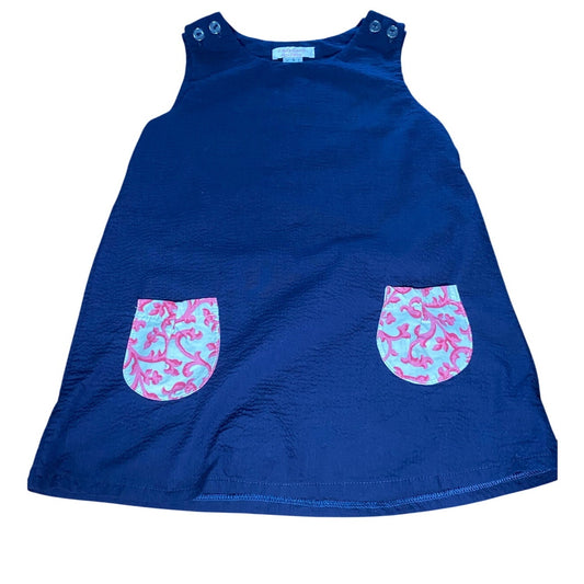 Emily Lacey dark blue pink floral pocket tank dress SIZE 6