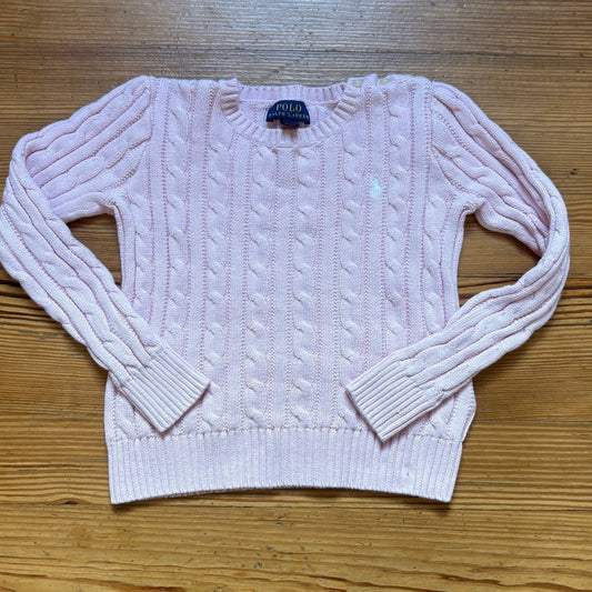 Polo Ralph Lauren light pink cable knit crew girls sweater SIZE 6