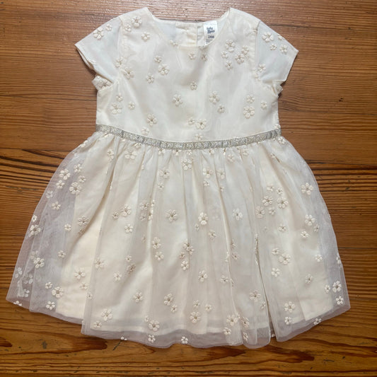 OshKosh B'gosh ivory floral embroidered short sleeve tulle girls dress SIZE 24M