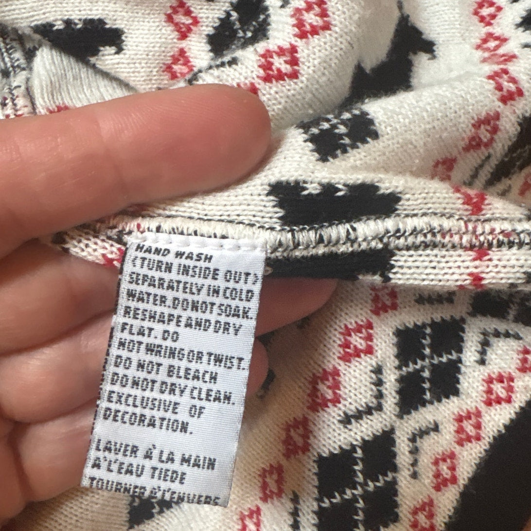 Marisa Christina reversible knit Scottish Terrier full zip womens sweater SIZE M