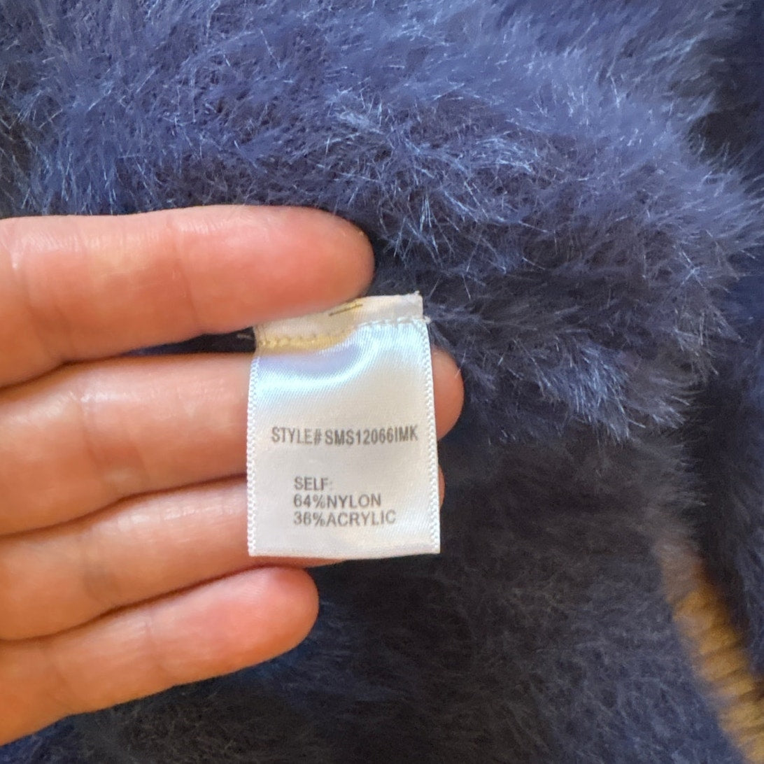 Altar'd State blue fuzzy mock neck cropped oversized sweater SIZE S