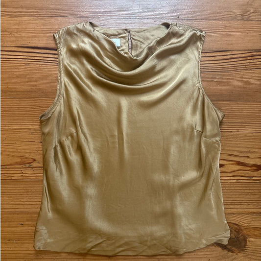 Susan Bristol gold silk cowl neck sleeveless glam tank SIZE 14