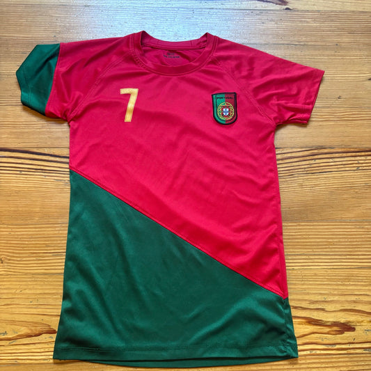 Portugal Ronaldo 7 red green short sleeve kids jersey SIZE 10