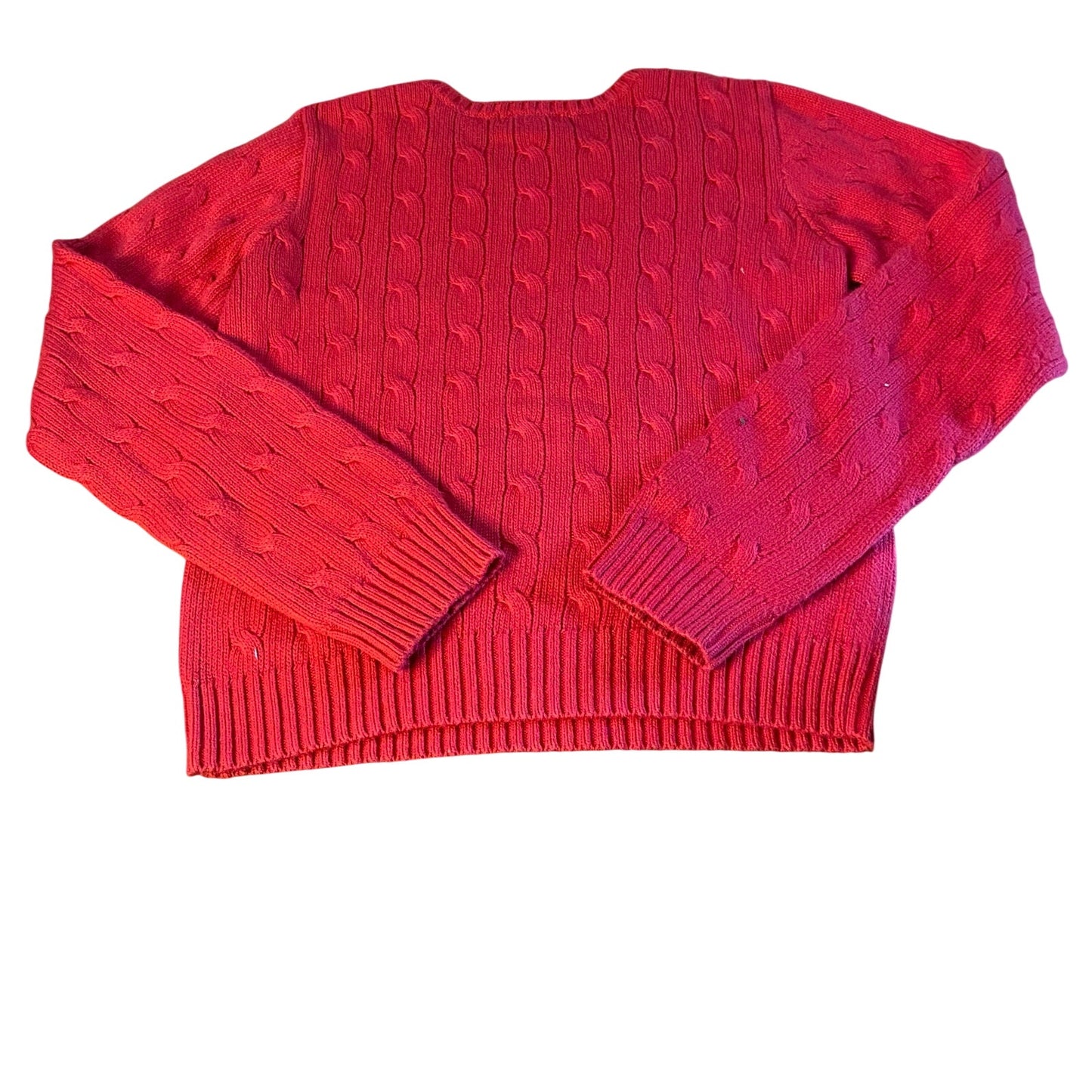 Ralph Lauren red pullover cable knit youth crew sweater SIZE L