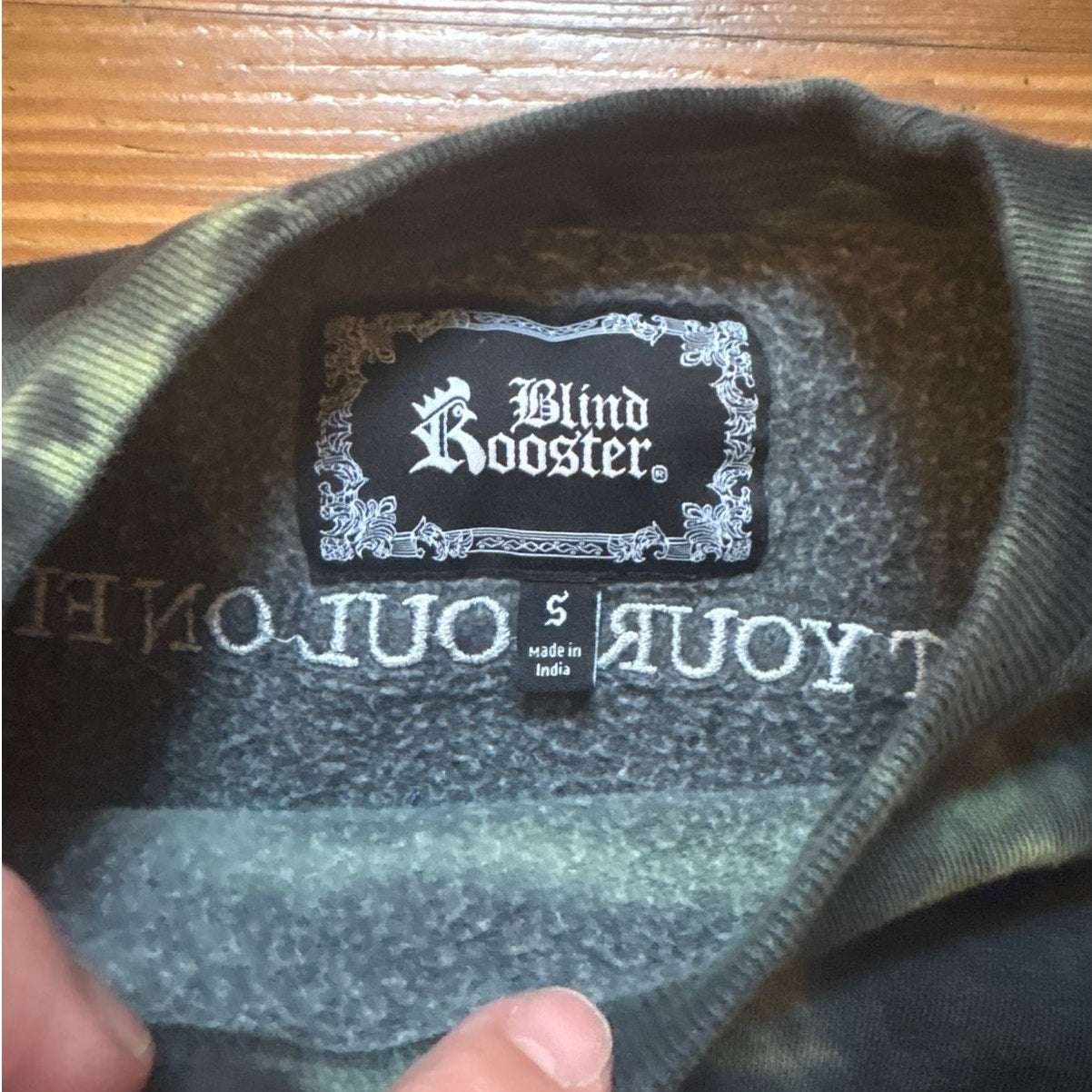 Blind Rooster dark tie dyed floral embroidered crew sweatshirt SIZE S