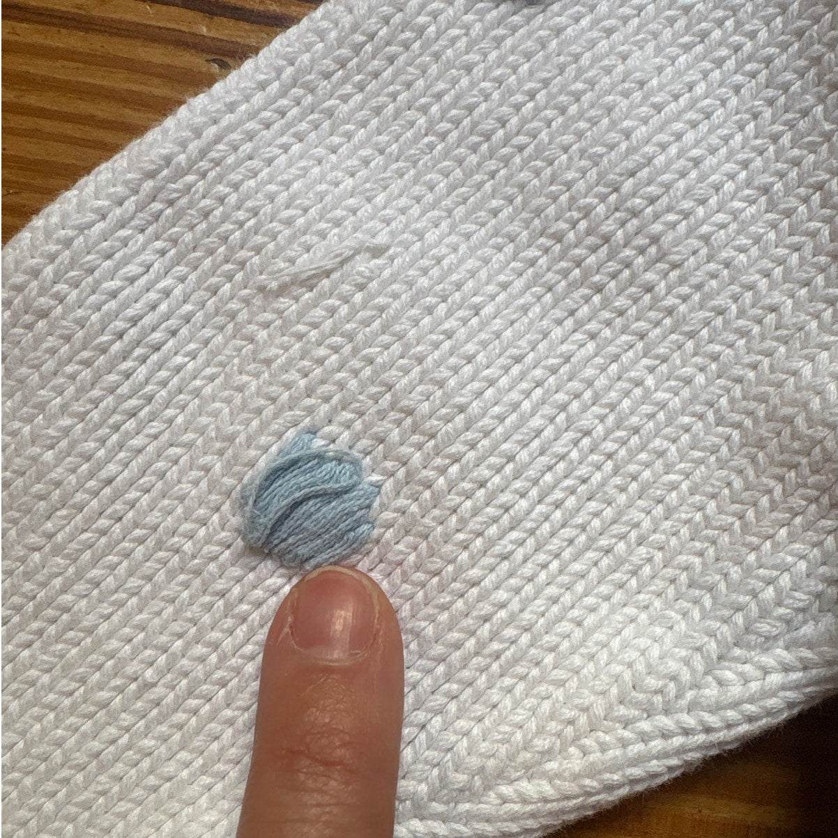 Mullins Square Kids 90s white blue polka dot knit cardigan sweater SIZE 6-12M