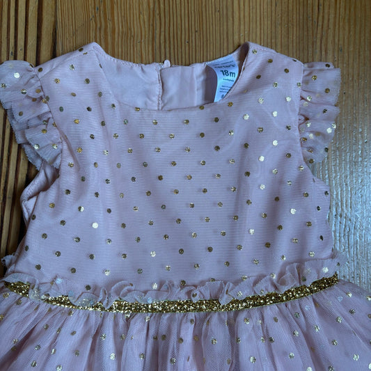 Carter's blush pink gold polka dot sleeveless tutu dress SIZE 18M