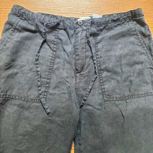 Old Navy black linen y2k cropped wide leg cargo drawstring pants SIZE 4