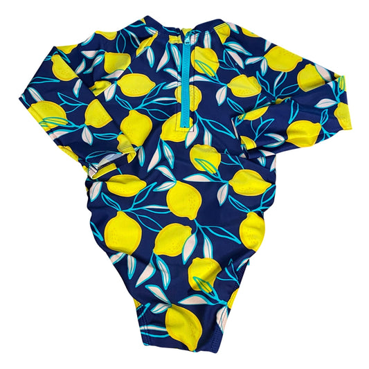 Cat & Jack navy blue lemon print rash guard one piece swimsuit SIZE 3T