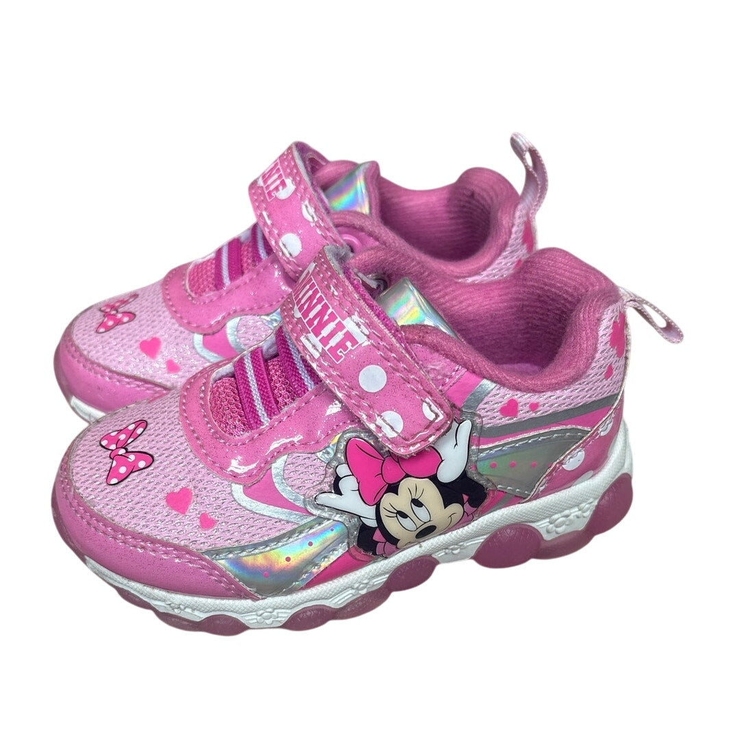 Disney Minnie Mouse pink light up easy on sneakers SIZE 6