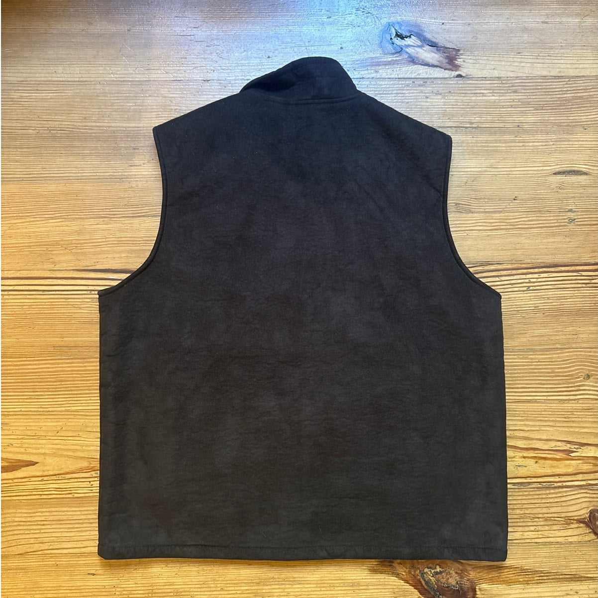 Van Heusen dark brown faux suede fleece lined full zip mens vest SIZE L