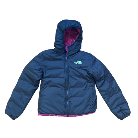 The North Face black pink reversible hooded girls puffer warm coat SIZE 10