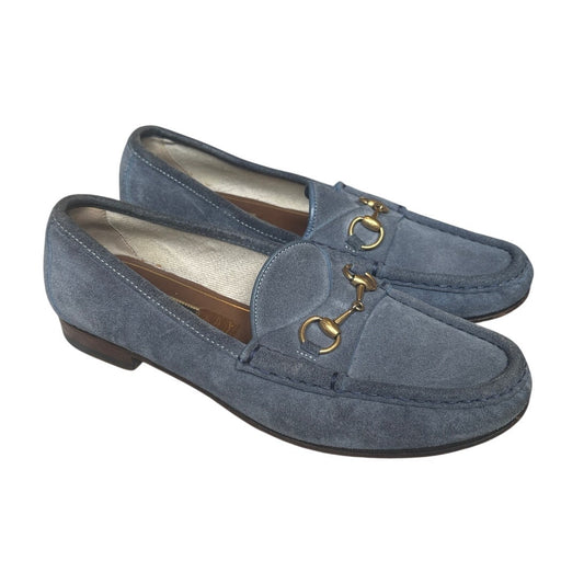 Gucci VTG Horsebit light blue suede slip on loafers SIZE 37.5