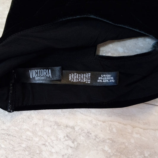 Victoria Sport dark green velvet open back sports bra SIZE S