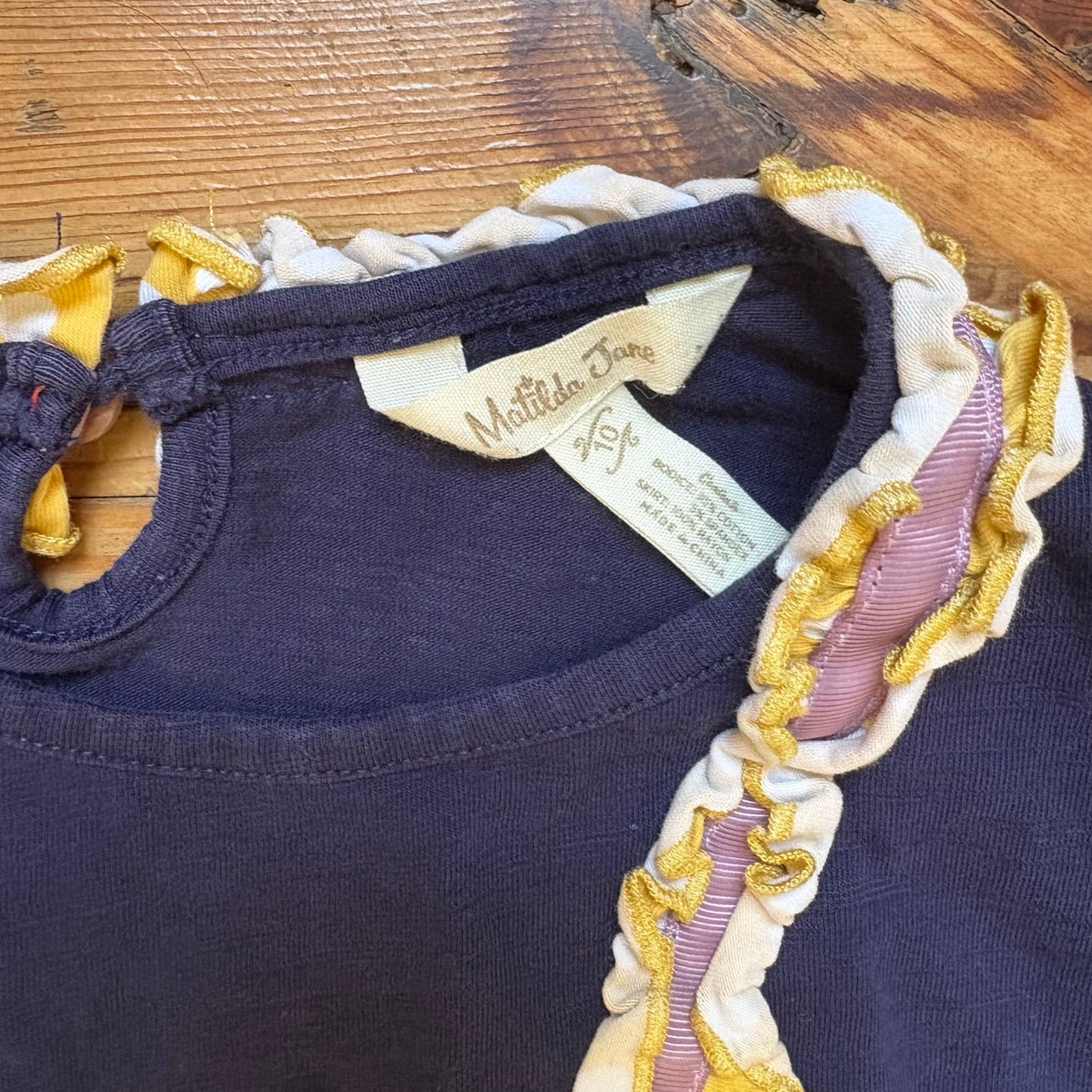 Matilda Jane navy long sleeve yellow ruffle floral girls dress SIZE 10