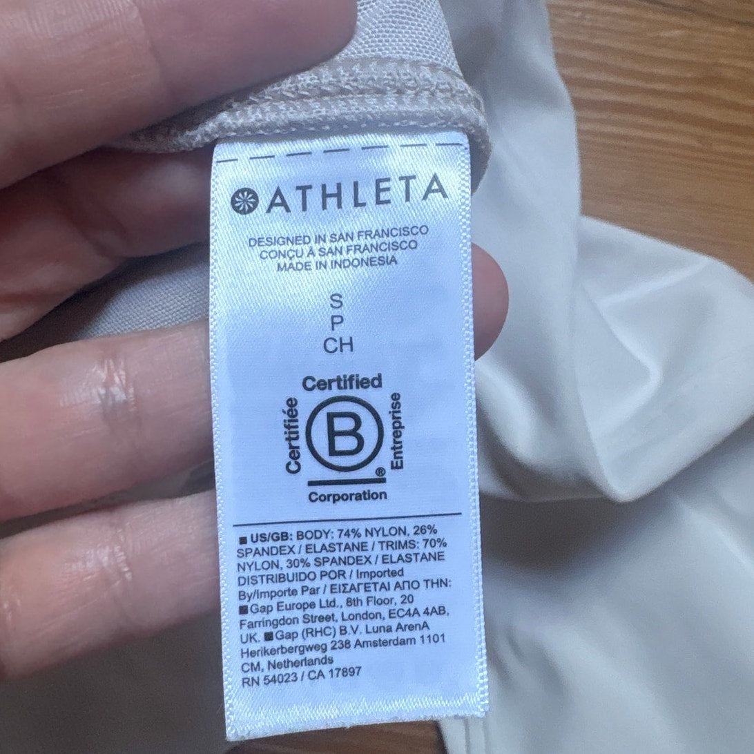 Athleta light beige elastic waist pull on high rise activewear joggers SIZE S