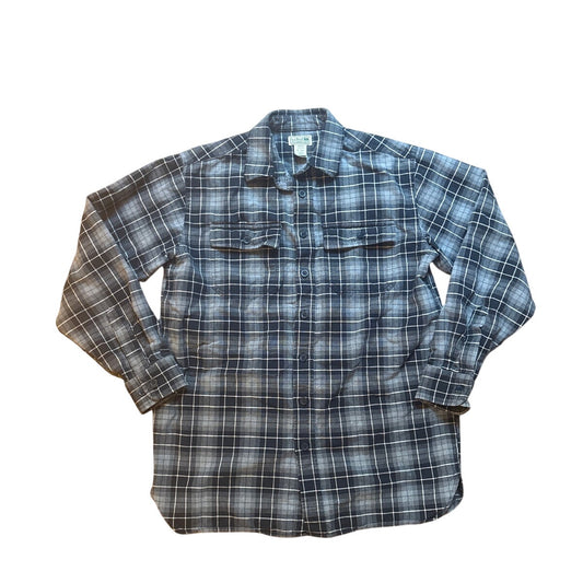 L.L. Bean VTG blue checkered long sleeve heavy cotton button up shirt SIZE M