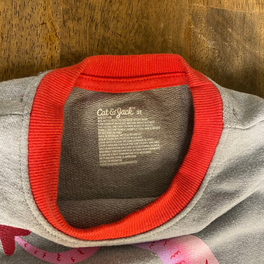 Cat & Jack gray dragon Valentine heart pullover crew sweatshirt SIZE 3T