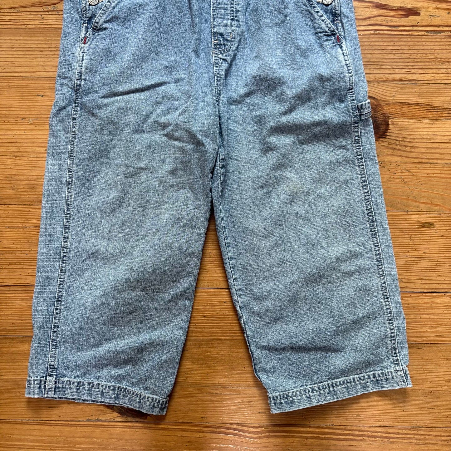 Gap vintage 90s light wash cropped cargo overall jeans SIZE S