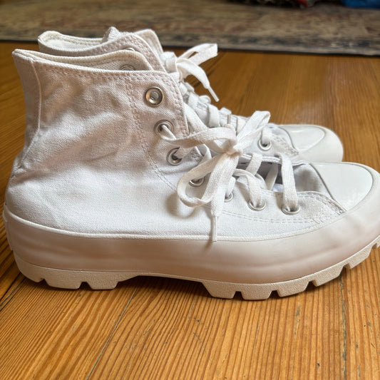 Converse All Star Chuck Taylor white lugged sole sneaker SIZE 8
