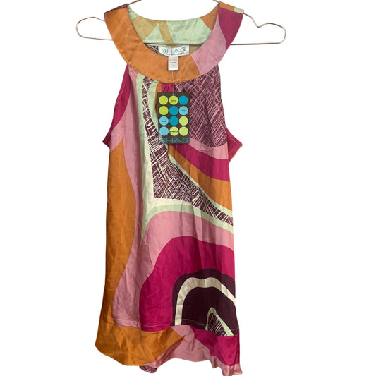 NWT S.H.A.G. retro silk sleeveless open back blouse shirt SIZE M