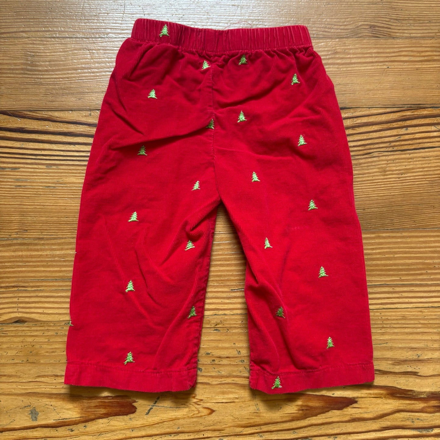 Mudpie red corduroy Christmas tree embroidery elastic waistband pants SIZE 9-12M