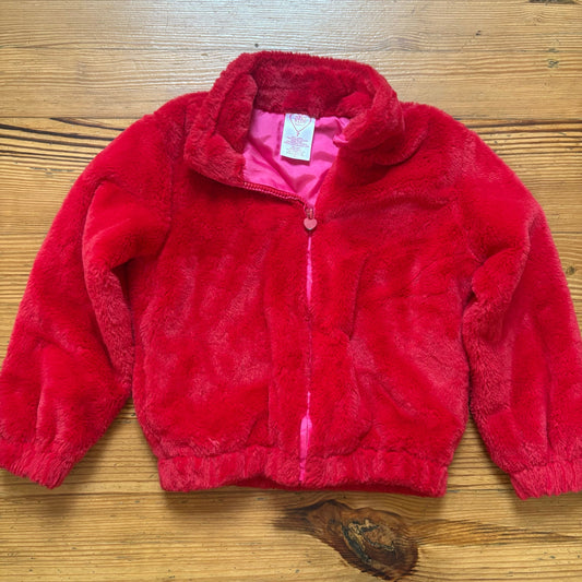 Garanimals red faux fur warm cozy full zip girls coat SIZE 7
