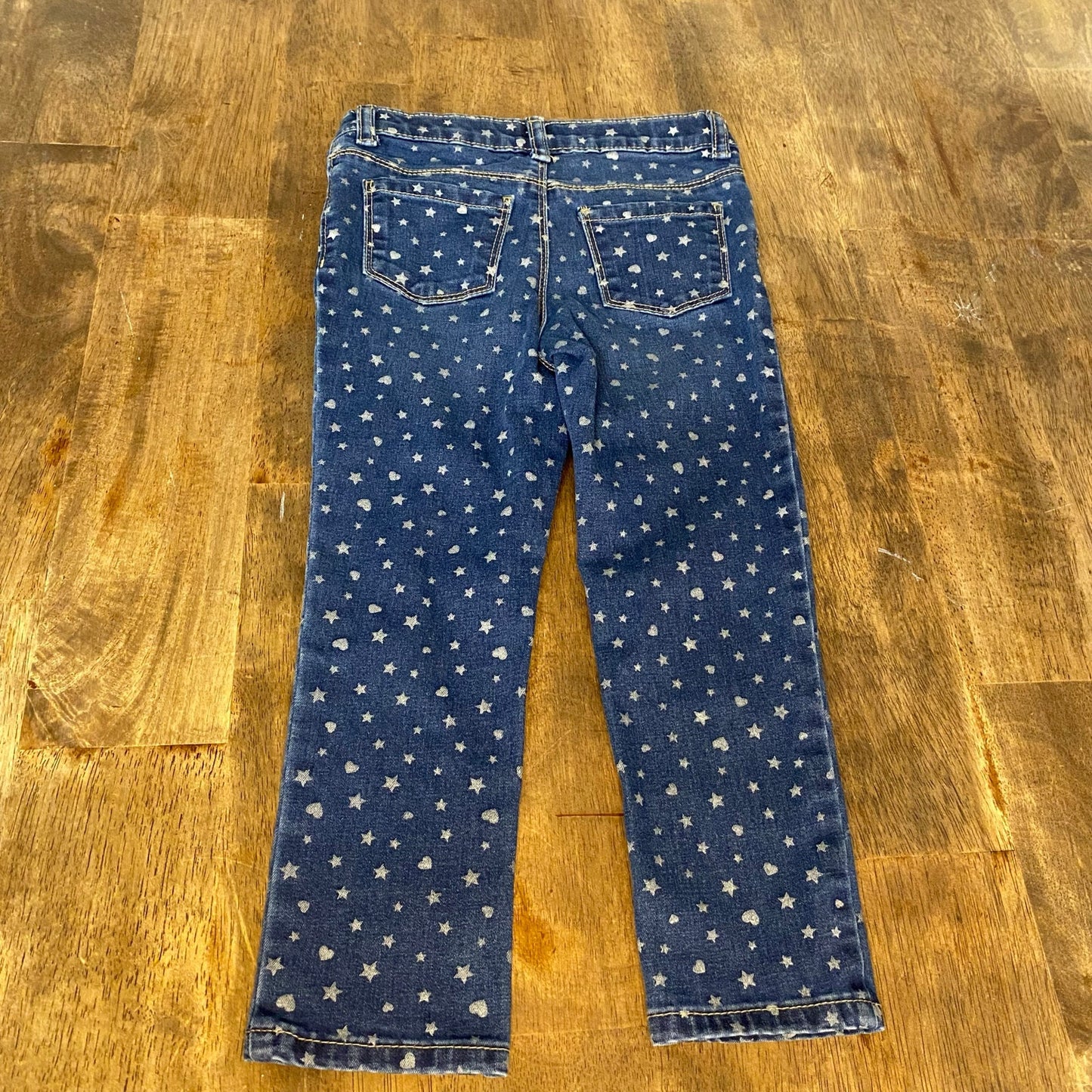 Okie Dokie dark wash denim silver stars hearts girls boot cut jeans SIZE 4T