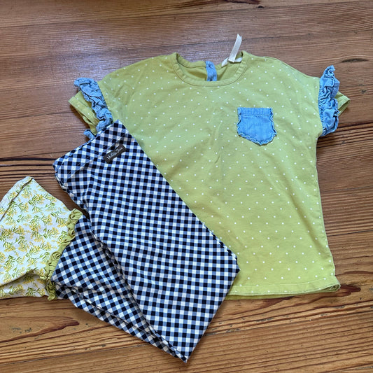 Matilda Jane green blue ruffle polka dot short sleeve pant set SIZE 10