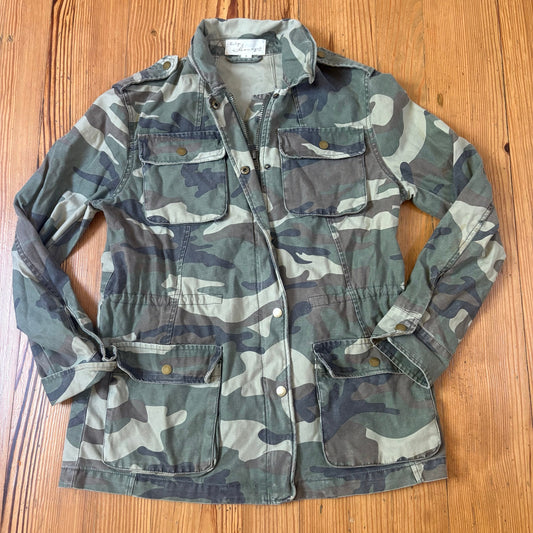 Vintage Havana green camo full zip adjustable waist utility womens jacket SIZE S