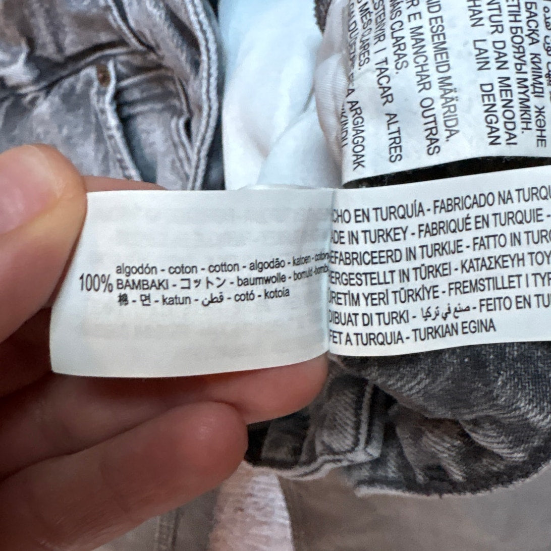 Zara gray vintage straight raw bottom hem womens jeans SIZE 10