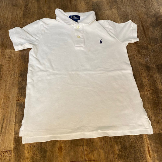 Polo Ralph Lauren white short sleeve navy pony boys polo shirt SIZE 6