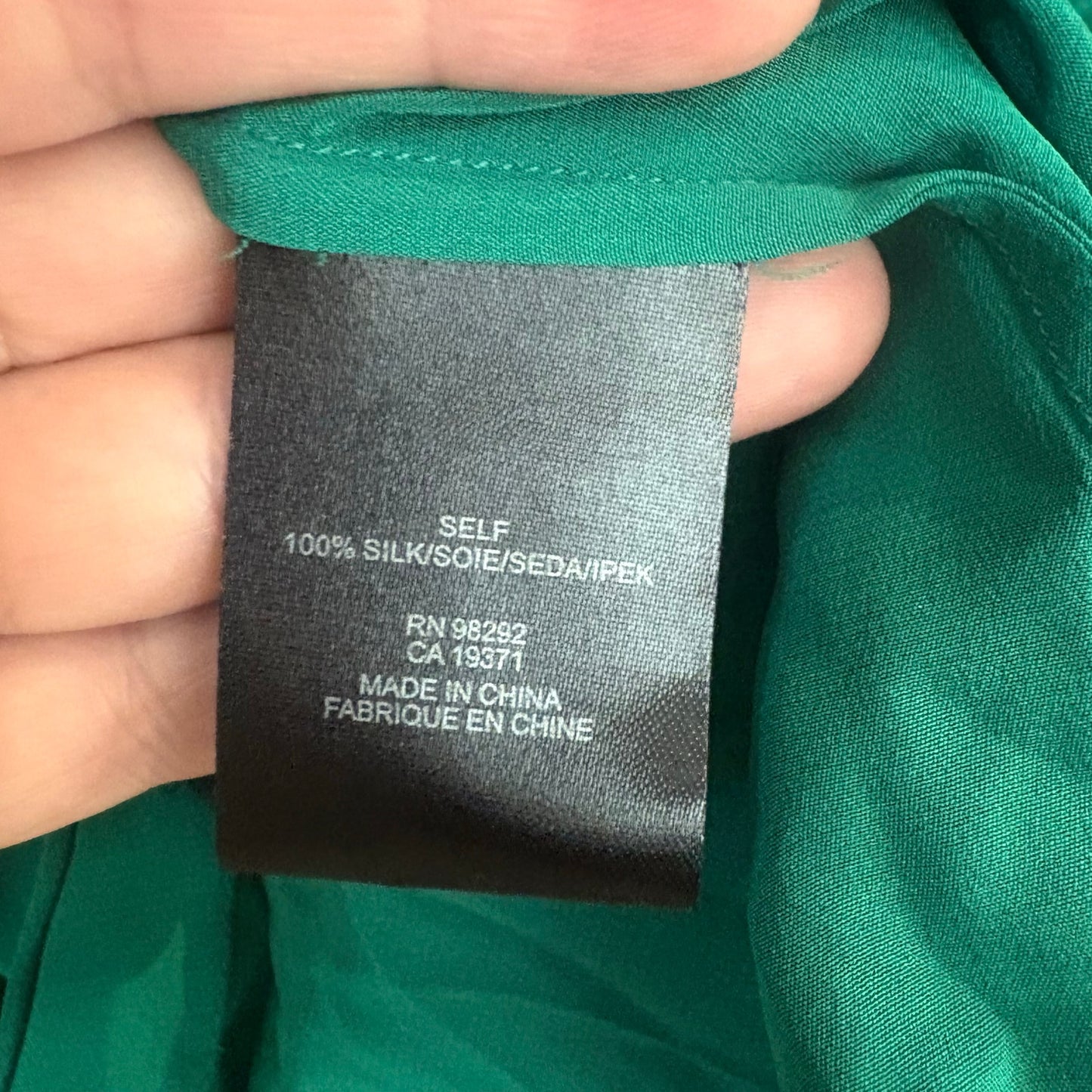 Tibi green silk long sleeve button up peplum ruffle bottom blouse SIZE 2