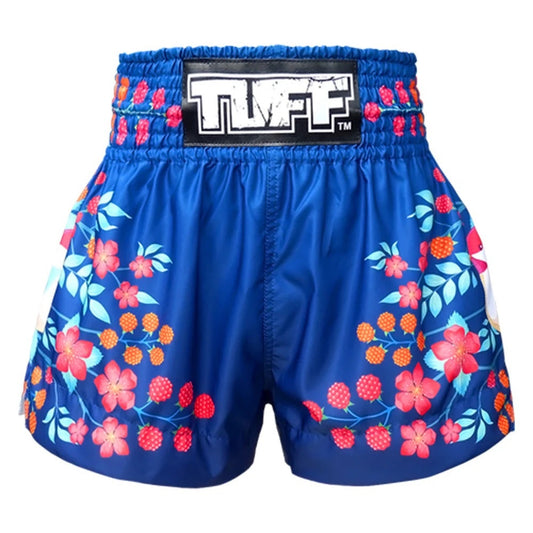 Tuff Athletics Muay Thai blue bird floral boxing shorts SIZE XL