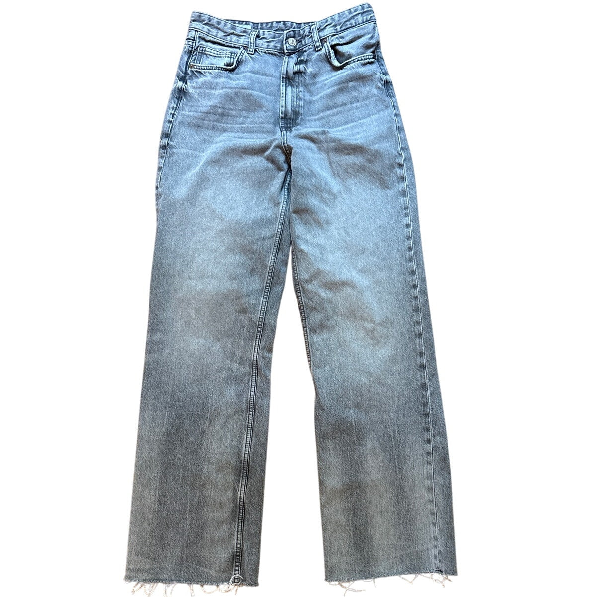 Zara gray vintage straight raw bottom hem womens jeans SIZE 10