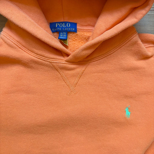 Polo Ralph Lauren orange green pony pullover hoodie sweatshirt SIZE XL