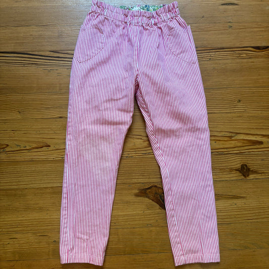 Mini Boden pink white pin striped heart pocket girls pants SIZE 10