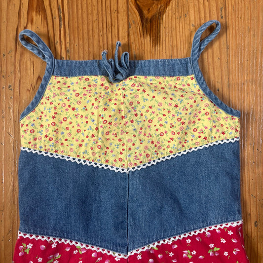 The Children's Place 90s jean floral fabric girls dress SIZE 6